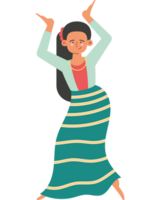 A cartoon woman dancing in a skirt png