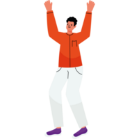 Man in orange shirt jumping up and down png