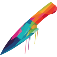 A colorful knife with a rainbow design on it png