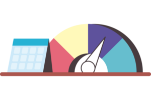 A colorful meter with a calculator on top png