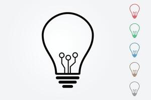 Idea bulb using many color lines on white background illustration to mean innovation in technology vector