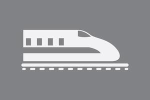 A simple bullet train on rail using white color on dark background to mean fast delivery system vector
