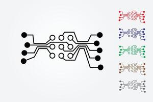 Circuit board sign of computer technology with many colors on white background illustration vector