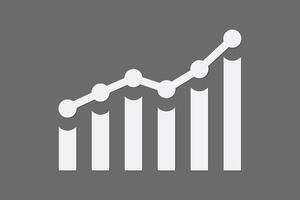 Growth chart with bar diagram using white color on gray background illustration vector