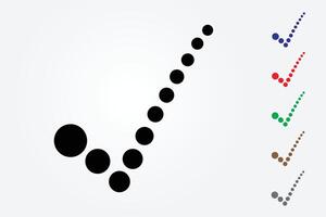 Check mark with many color circles on white background for approval sign in business and education vector