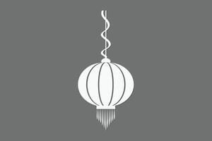 Chinese lantern with white color on dark page background for icon illustration vector