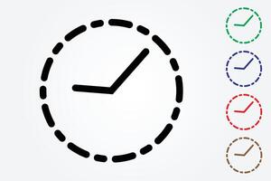 Set of clock icons using many colors on white background for time keeping illustration vector