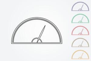 Speedometer icon with many colors using lines for vehicle on white background illustration vector