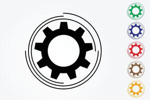 Set of cogwheels of machine with colors on light background illustration vector