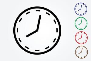 Colorful clock icons with circular shape on white background for time management vector