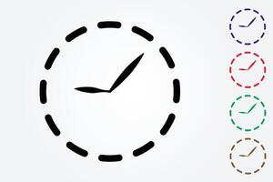 Clock icons with many colors on white background for time tracking illustration vector