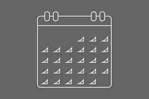 Calendar icon using white lines on dark background illustration vector
