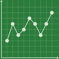 Upward trend line with dots on green color graph paper for business and education vector