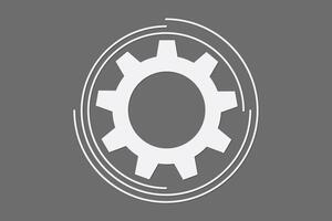 Gear of machine with moving sign on dark paper background for business illustration vector