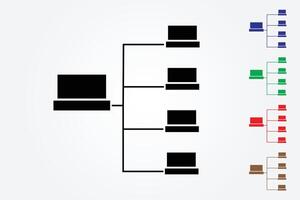 Network of computers for laboratory work in school, college and university vector