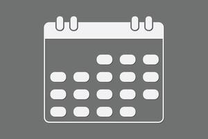 Calendar icon with white color on dark background illustration vector