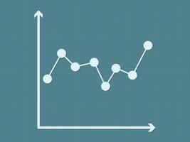 Line chart with dots using axis lines on blue background illustration vector