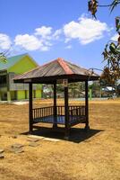 This photo of a modern garden and gazebo is suitable for collection