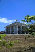A photo view of a modern mosque is suitable for the background