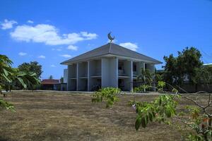 A photo view of a modern mosque is suitable for the background