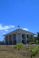 A photo view of a modern mosque is suitable for the background