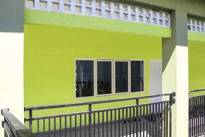 Artistic modern school building seen side and front in bright daylight photo