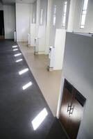 The interior of the modern building is white, suitable for the background photo