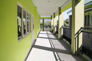 Artistic modern school building seen side and front in bright daylight photo