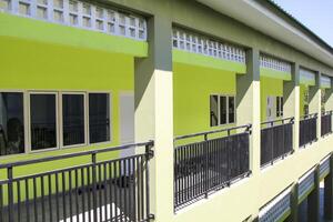 Artistic modern school building seen side and front in bright daylight photo