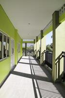 Artistic modern school building seen side and front in bright daylight photo