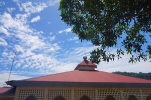 the view of the mosque and its dome looks out, creating a stunning view photo