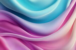 Soft pink and blue silk fabric draped in gentle waves in natural light photo