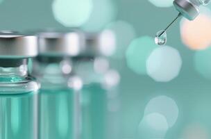 Syringe With Droplet Ready for Medical Injection in Bright Laboratory Environment photo