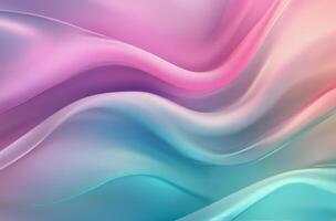 Soft pink and blue silk fabric draped in gentle waves in natural light photo
