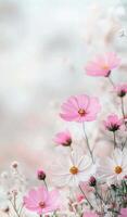 Delicate white blossoms arranged on a light background for spring decor photo