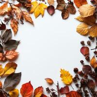 Vibrant autumn leaves in warm tones against a blurred background photo