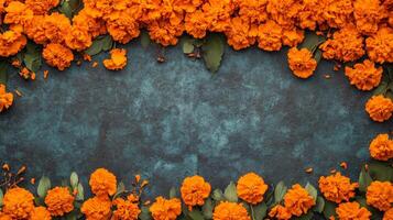 Traditional decorative oil lamps and spices arranged beautifully on a dark textured surface photo