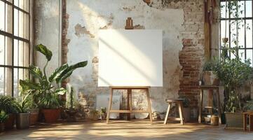 This spacious loft, filled with natural light and large windows, offers a bright canvas for creativity and thriving greenery, making it perfect for design presentations and artistic endeavors photo