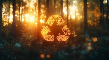 This vibrant representation of the circular economy through the recycle symbol highlights the need for sustainable practices and reusing renewable resources for the planets betterment photo