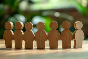 This beautifully crafted wooden figure collection symbolizes unity and teamwork while showcasing the rich diversity among individuals, fostering deeper understanding and meaningful connections photo