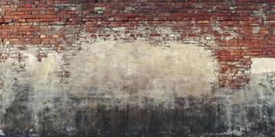 This rustic image showcases a weathered brick wall, featuring peeling paint and beautifully fading colors, making it the perfect choice for backgrounds across various design projects and applications photo