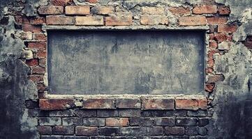 Imagine a textured brick wall with a spacious empty area for your text or graphics. This backdrop is perfect for creatives wanting a rustic, versatile background for their projects photo