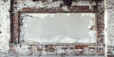 Imagine a rustic brick wall with a unique plastered area, perfect for showcasing engaging text or images. This charming backdrop enhances creative projects with its mix of textures and colors photo