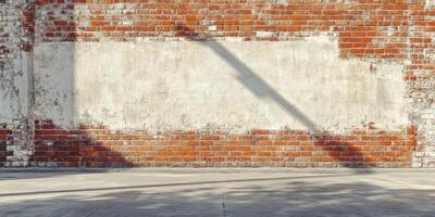 The image shows a weathered urban brick wall, providing ample copy space for text and designs, making it ideal for artistic applications, advertising, or as a background for visual projects photo