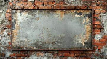 This weathered wall with a rustic frame is an ideal backdrop for artistic expressions and messages, perfect for creative projects and eyecatching displays that captivate and intrigue viewers photo