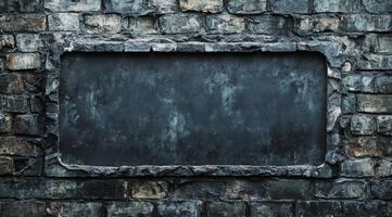 A weatherbeaten brick wall stands as a blank canvas, ideal for the addition of personalized text or eyecatching graphics, as its rustic texture exudes a deep sense of urban charm and visual appeal photo