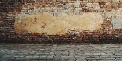 Imagine a textured backdrop showcasing an aged brick wall, complete with layers of peeling paint. This natural setting is ideal for prominently displaying artwork, meaningful messages, or branding photo