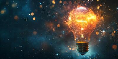 This is a vibrant and colorful depiction of a glowing light bulb, which powerfully symbolizes innovation and technology within the rapidly evolving digital era we find ourselves in today photo