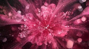 A mesmerizing abstract visual showing an explosion of vibrant pink particles and soft bokeh effects photo