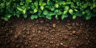 This captivating image beautifully showcases a vibrant green crop field situated right next to rich, freshly plowed soil, highlighting a stunning and colorful contrast in the agricultural land photo